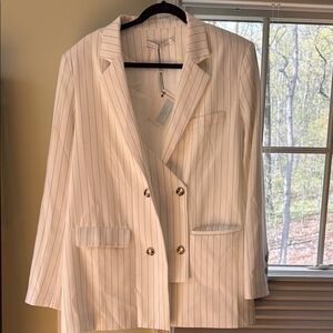 Women's White Striped Blazer